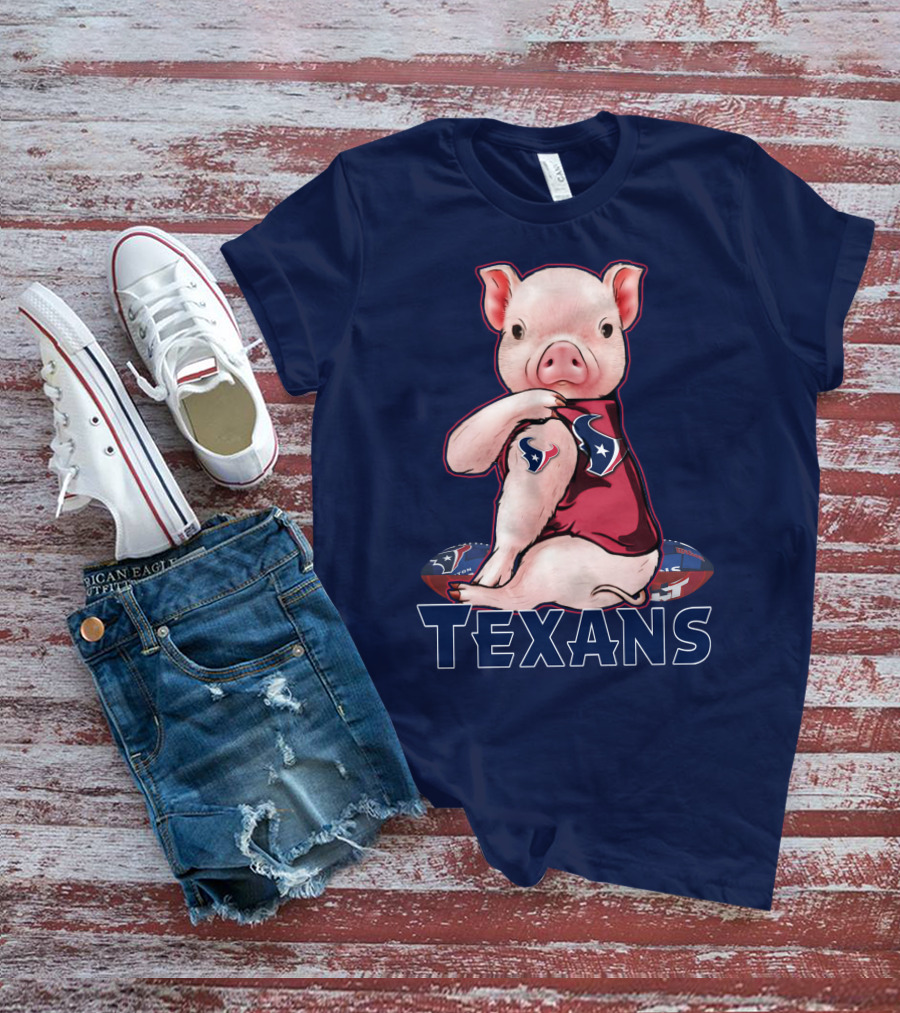 Texans Pig With Houston Logo Football T-Shirt