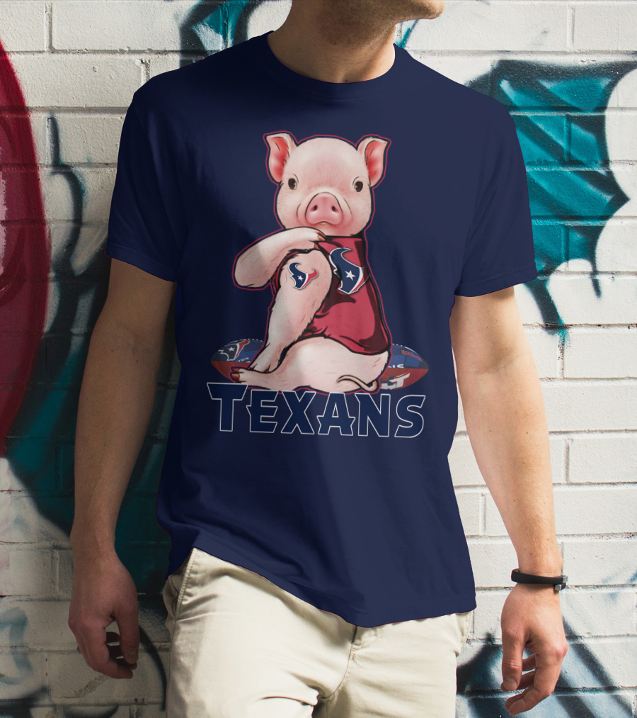Texans Pig With Houston Logo Football T-Shirt