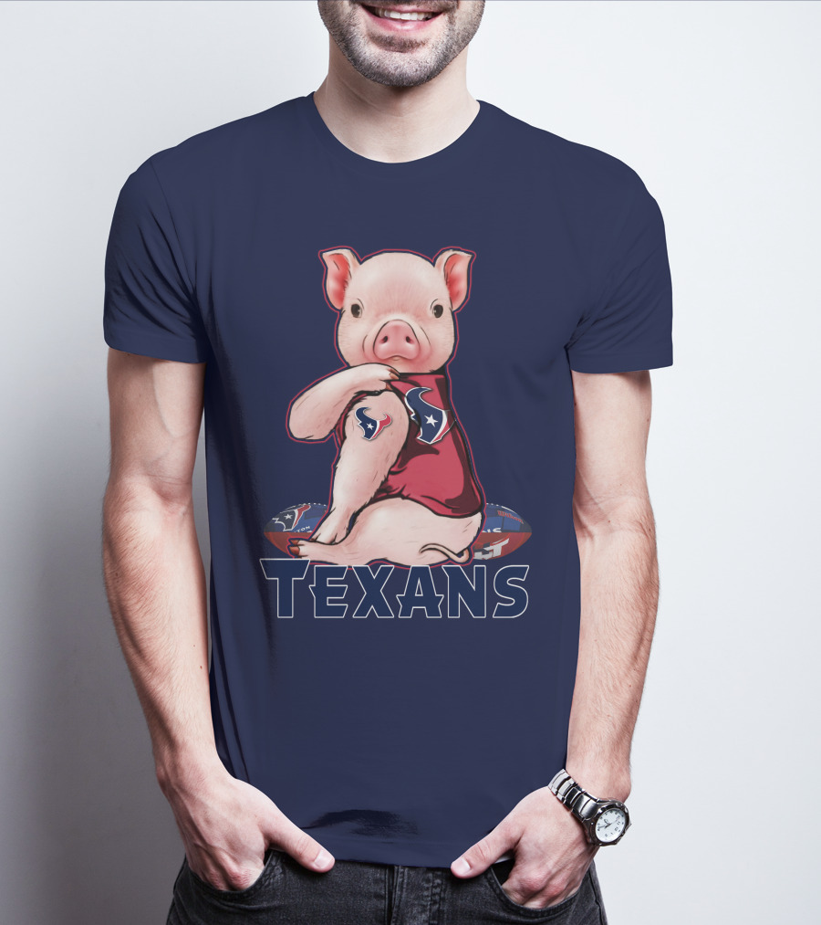 Texans Pig With Houston Logo Football T-Shirt