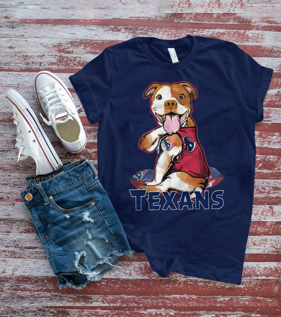Pittbull Texans Football Icon With Houston Spirit T-Shirt