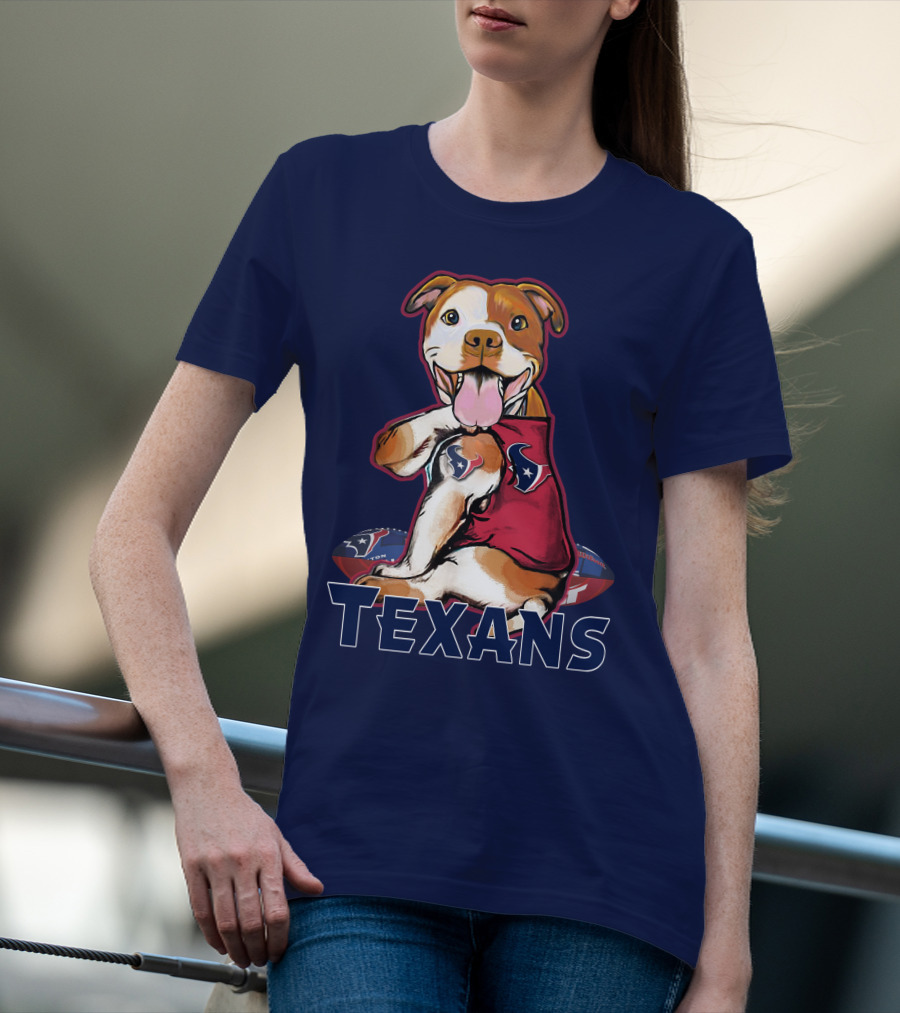 Pittbull Texans Football Icon With Houston Spirit T-Shirt