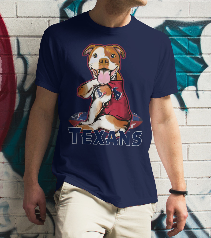 Pittbull Texans Football Icon With Houston Spirit T-Shirt