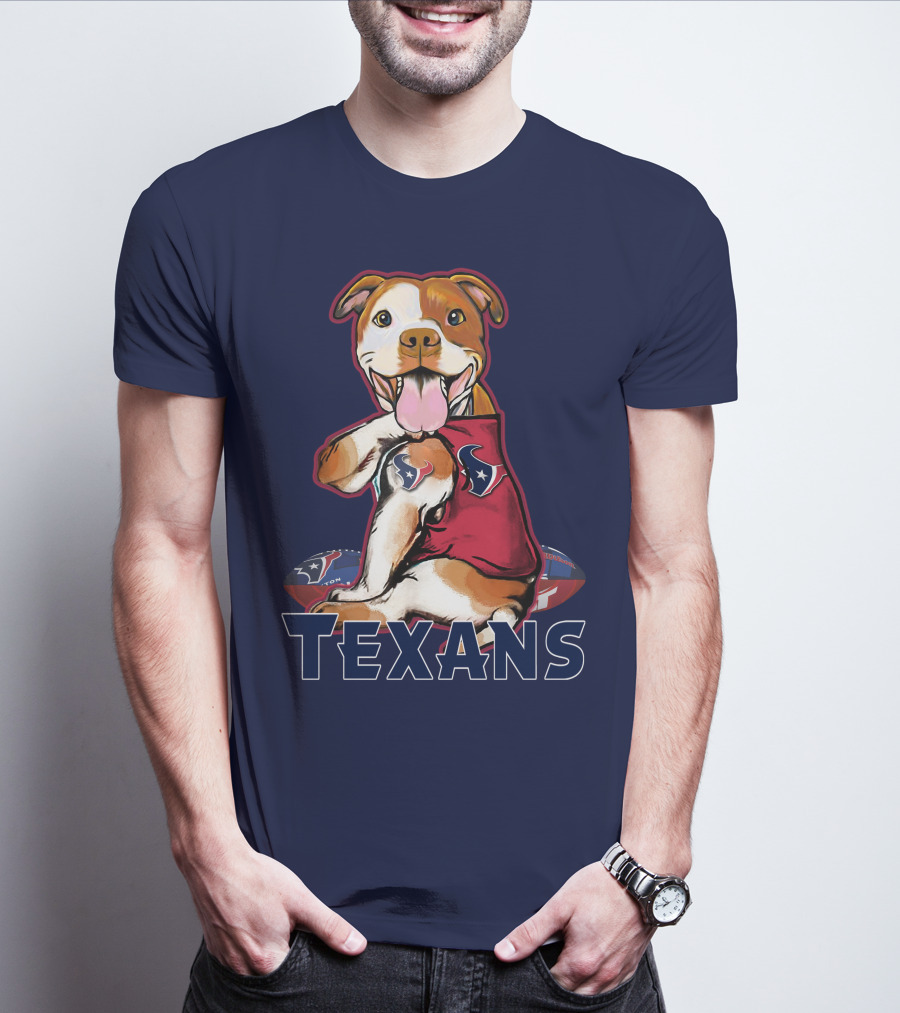 Pittbull Texans Football Icon With Houston Spirit T-Shirt