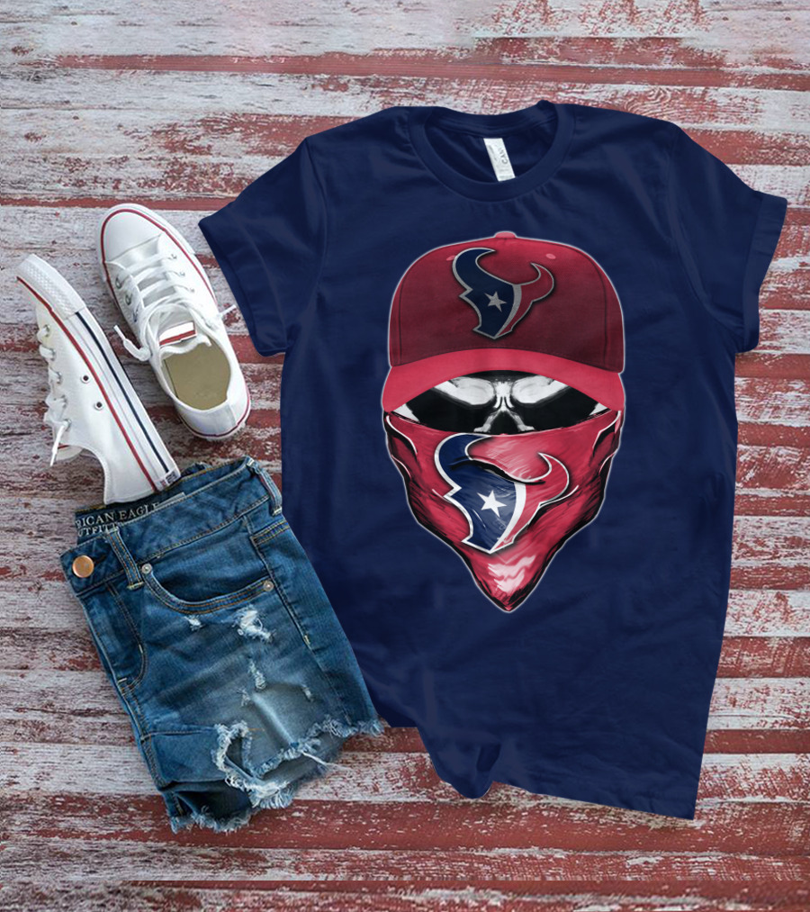 Houston Texans Skull Mask Hat T-Shirt