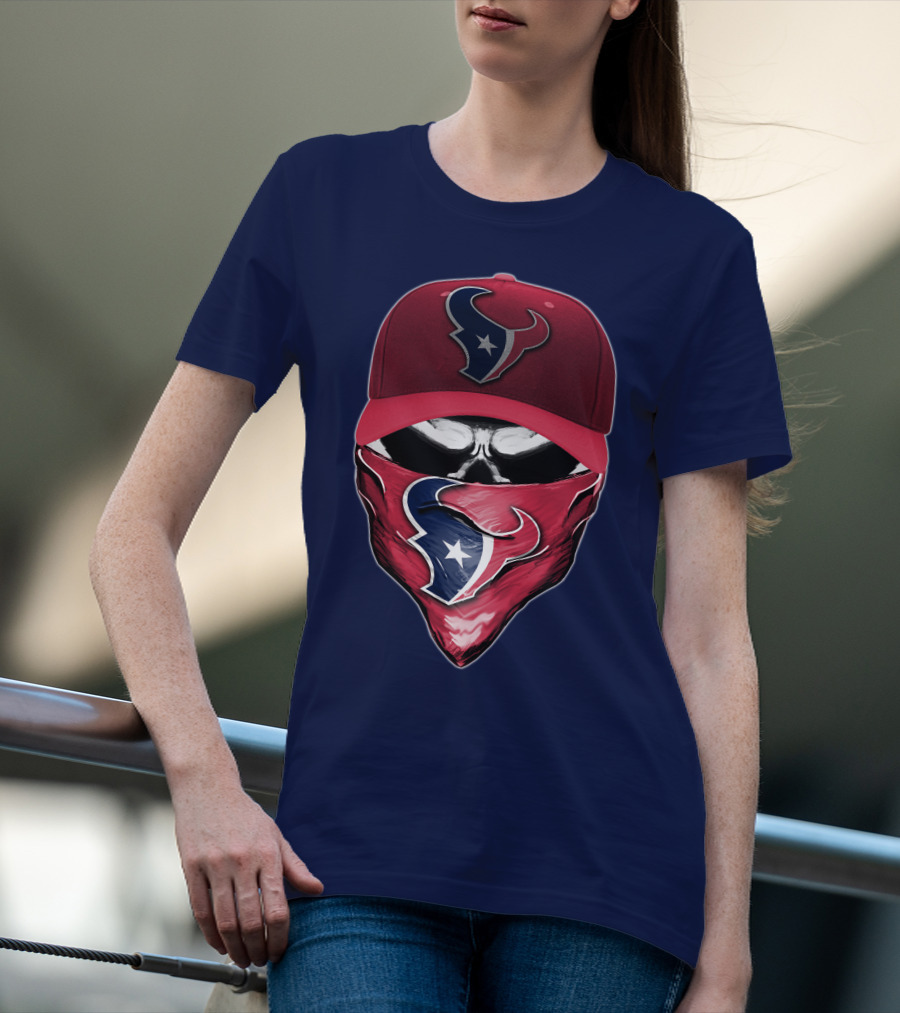 Houston Texans Skull Mask Hat T-Shirt