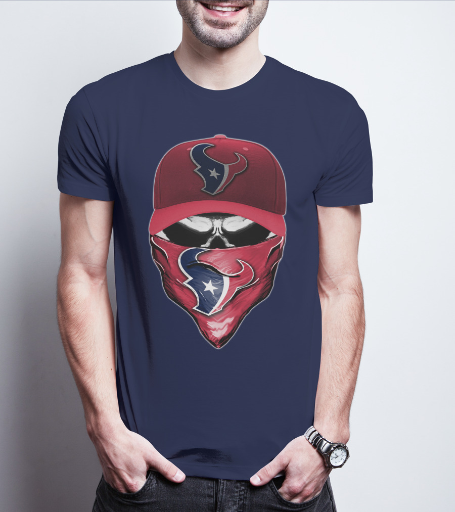 Houston Texans Skull Mask Hat T-Shirt