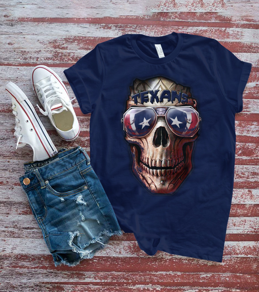Texans Skull With Star Sunglasses T-Shirt