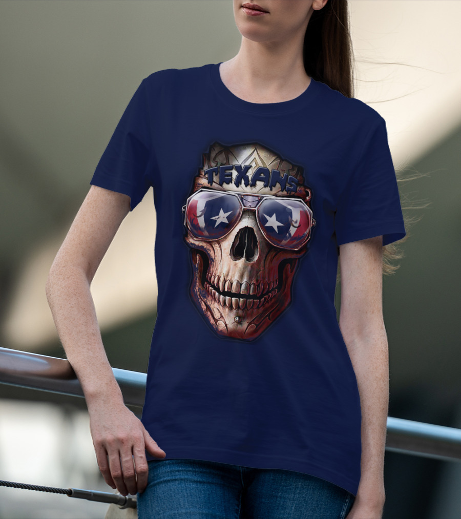 Texans Skull With Star Sunglasses T-Shirt