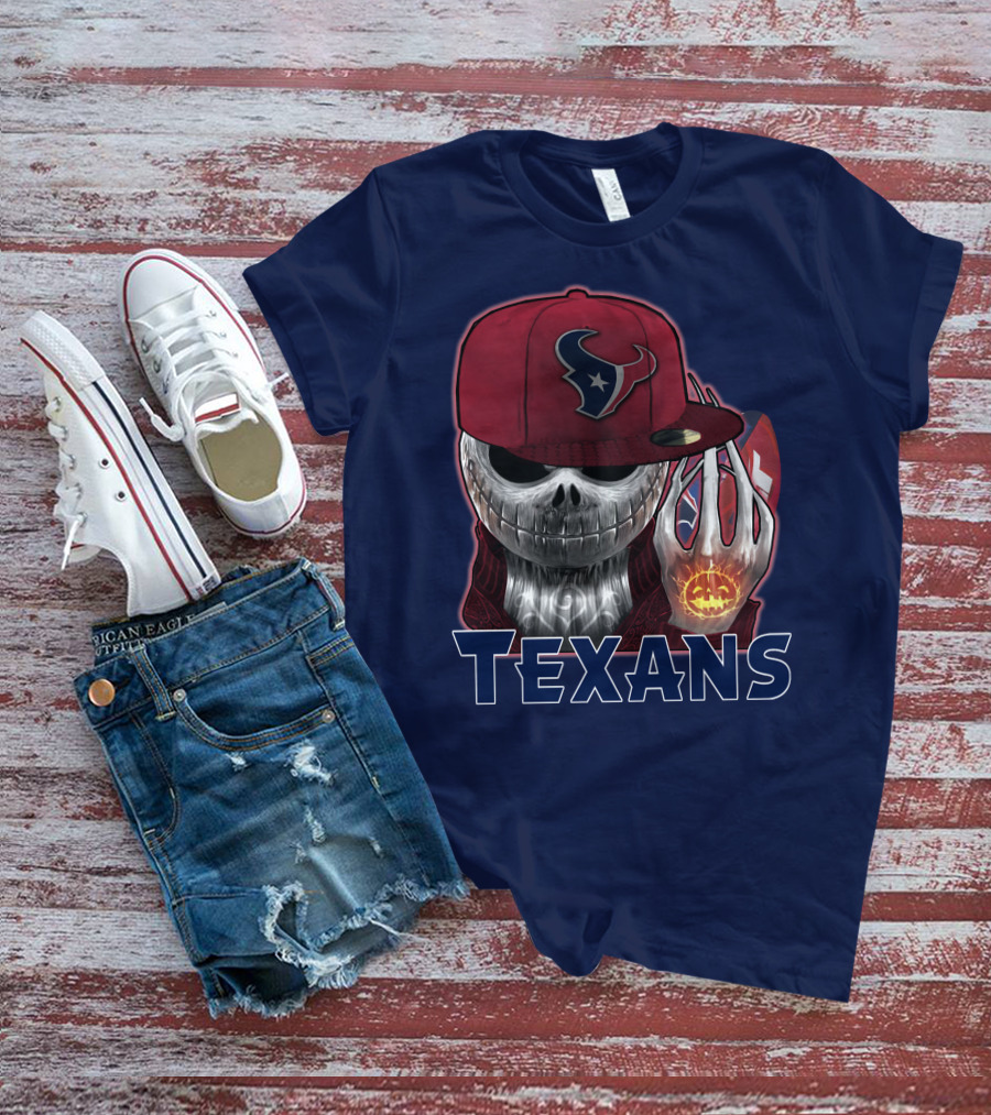 Jackskull Texans Football Halloween Pumpkin T-Shirt