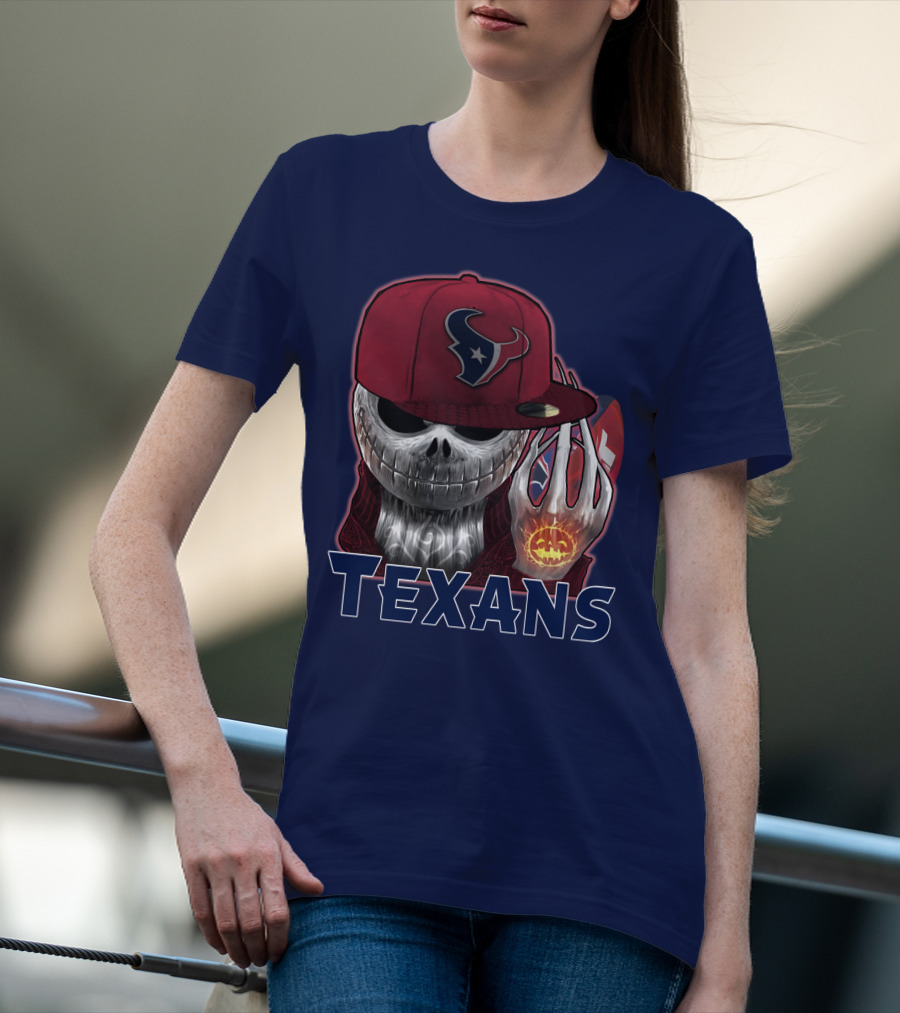 Jackskull Texans Football Halloween Pumpkin T-Shirt