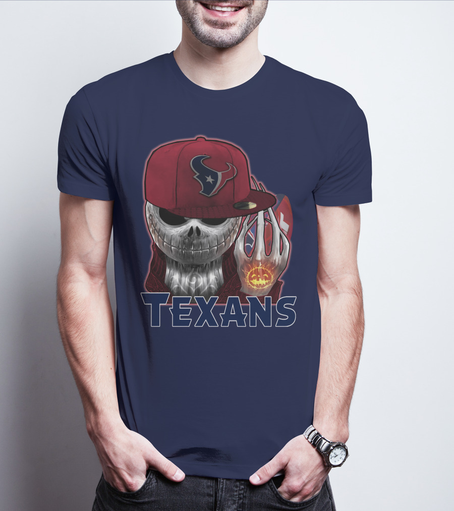 Jackskull Texans Football Halloween Pumpkin T-Shirt