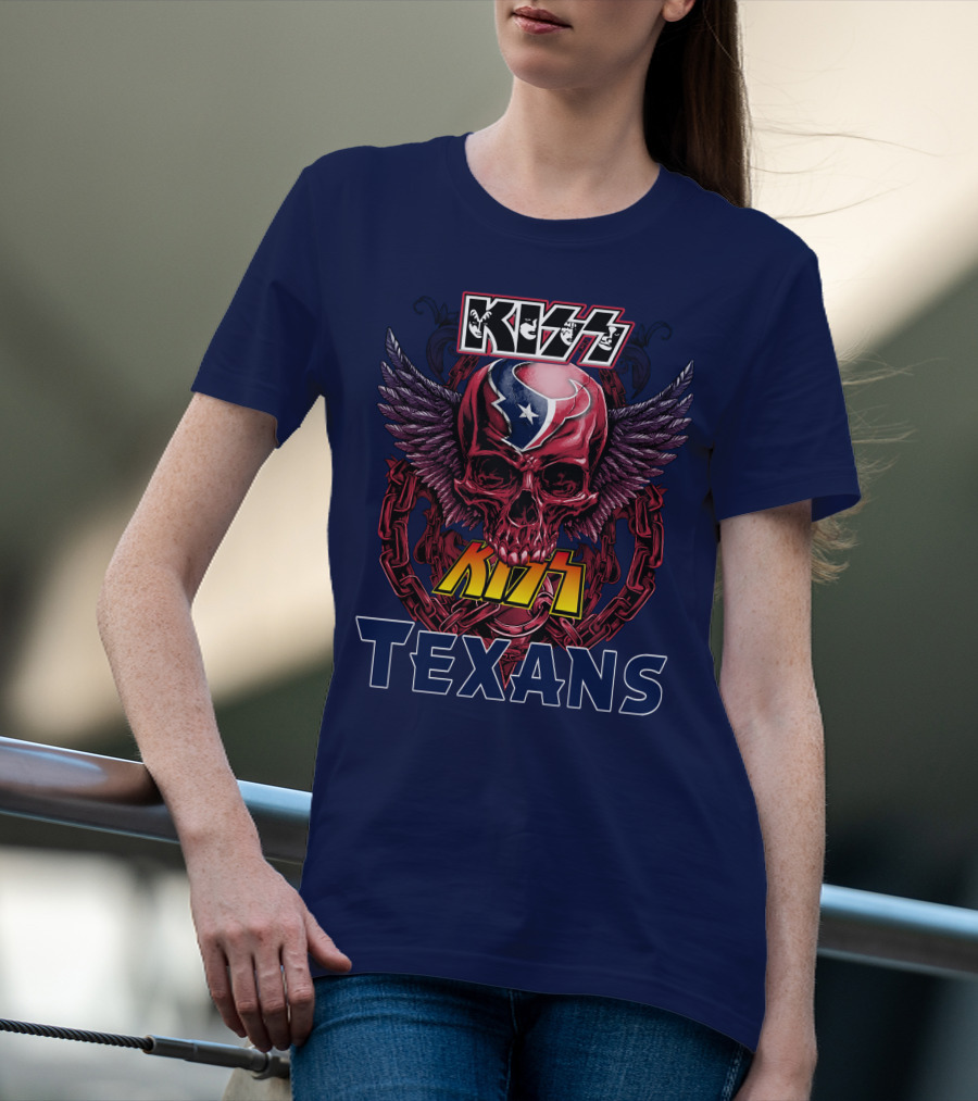 KISS Houston Texans Skull Wings T-Shirt
