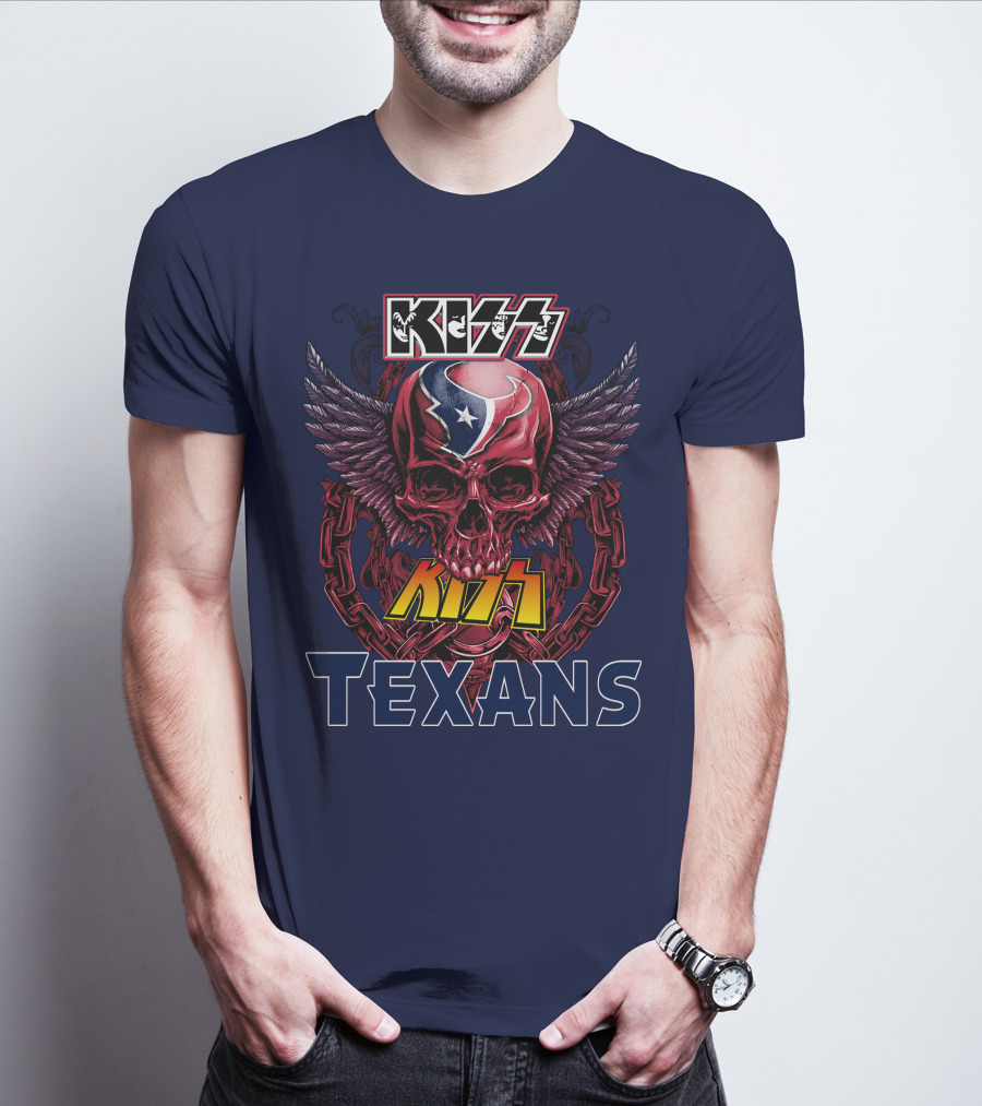 KISS Houston Texans Skull Wings T-Shirt