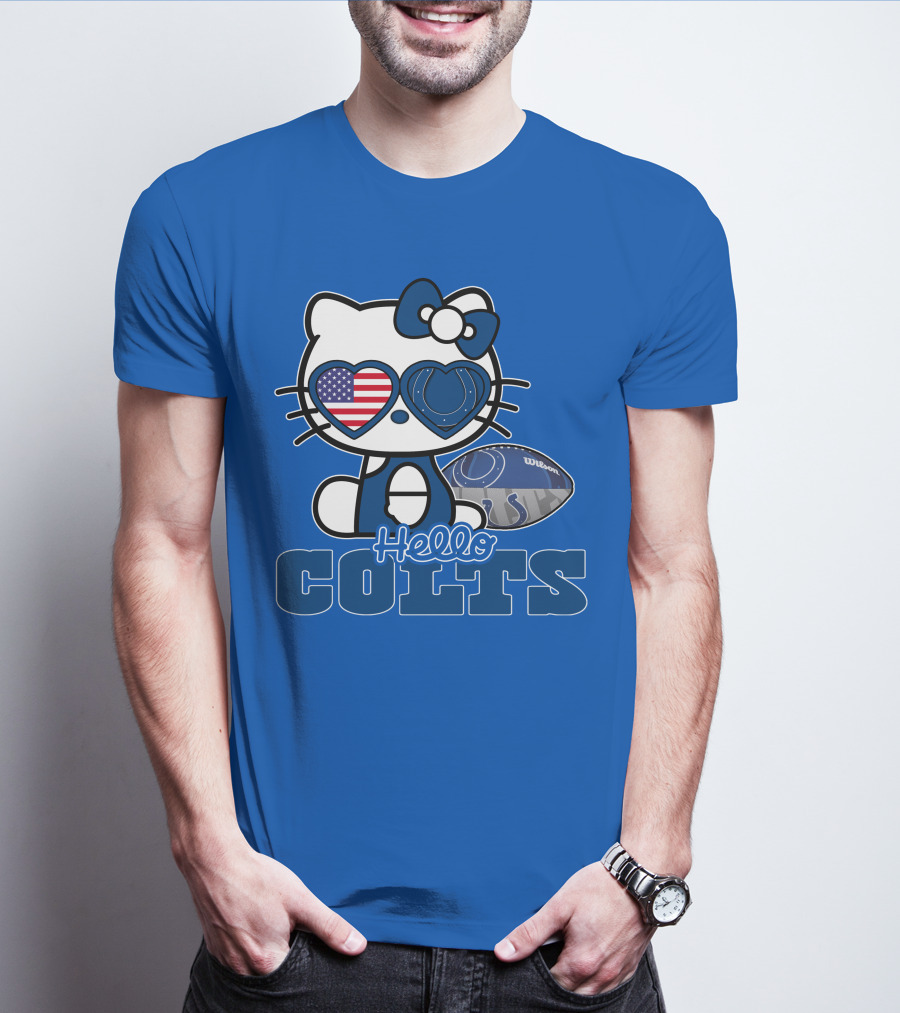Hello Kitty Indianapolis Colts Football Fan USA Flag T-Shirt