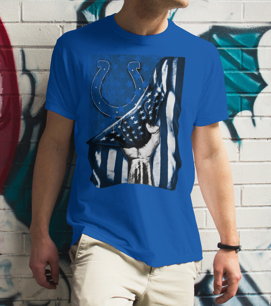 Indianapolis Colts American Flag Horseshoe T-Shirt