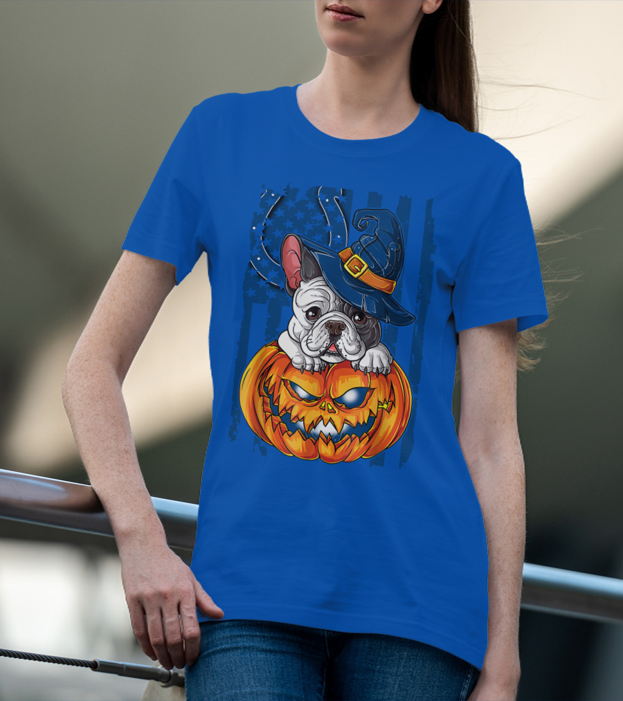 Hlw Bulldog Witch Hat Pumpkin Indianapolis Colts T-Shirt