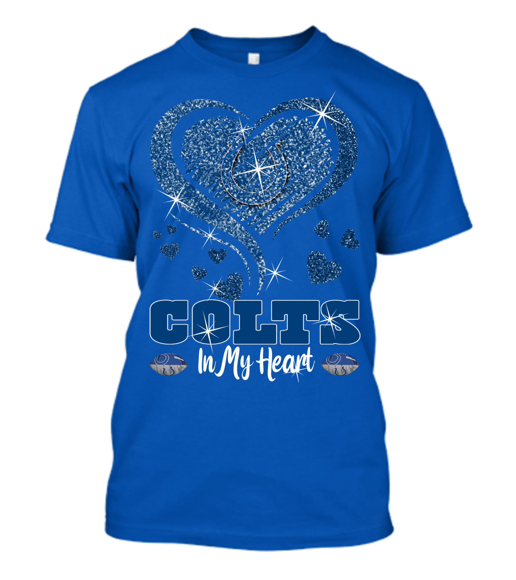 Colts In My Heart Sparkling Blue Heart T-Shirt