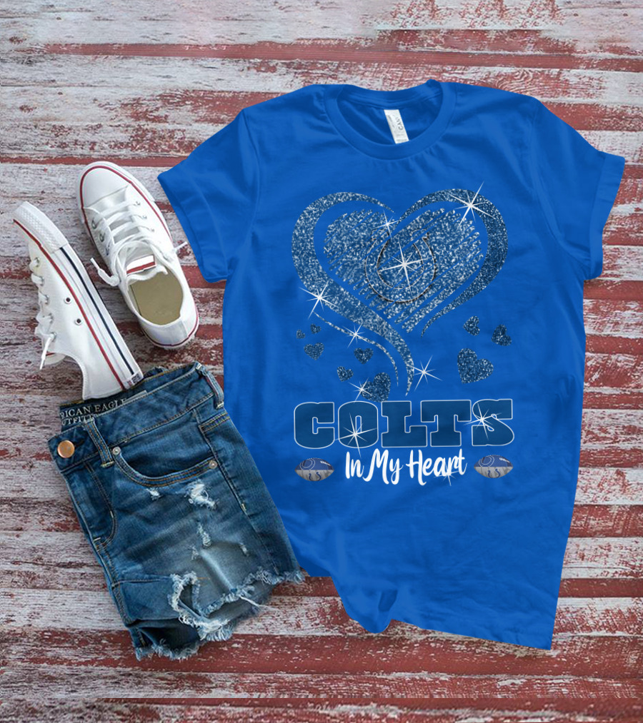 Colts In My Heart Sparkling Blue Heart T-Shirt