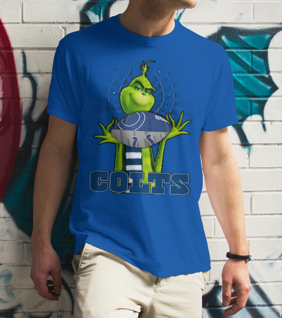 Grinch Holding Indianapolis Colts Football Stadium Background T-Shirt