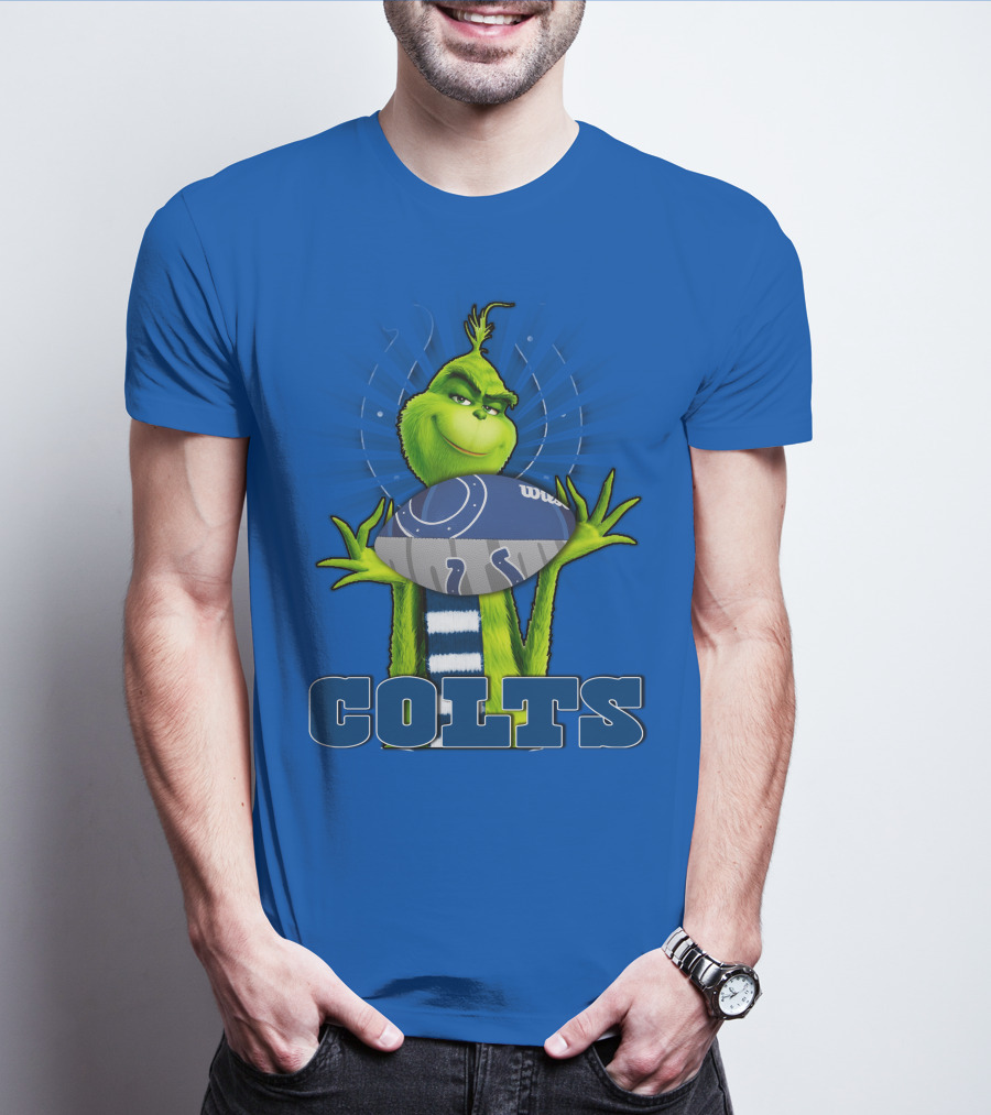 Grinch Holding Indianapolis Colts Football Stadium Background T-Shirt