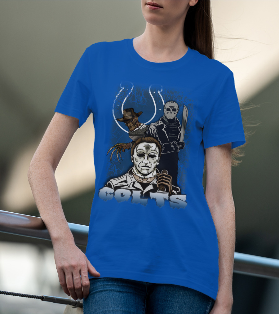 Colts Indianapolis Horror Characters Halloween Mashup T-Shirt