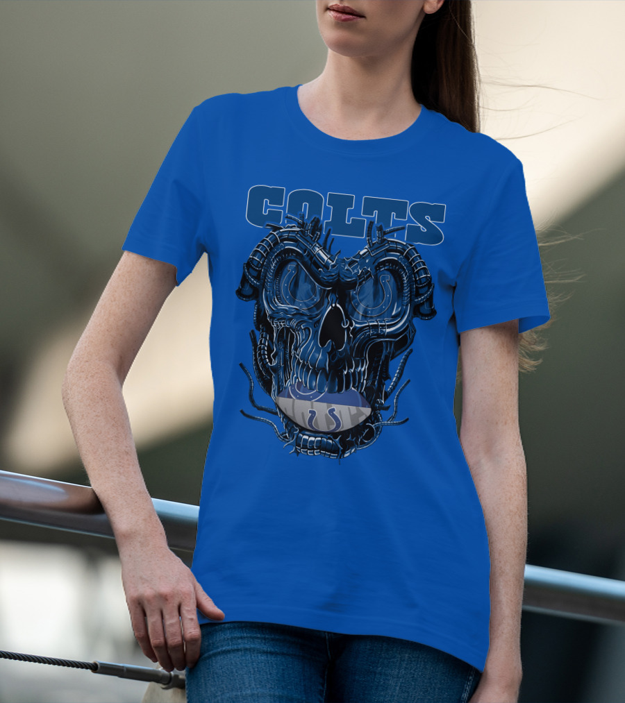 Dragonskull Colts Skull With Indianapolis Horseshoe T-Shirt