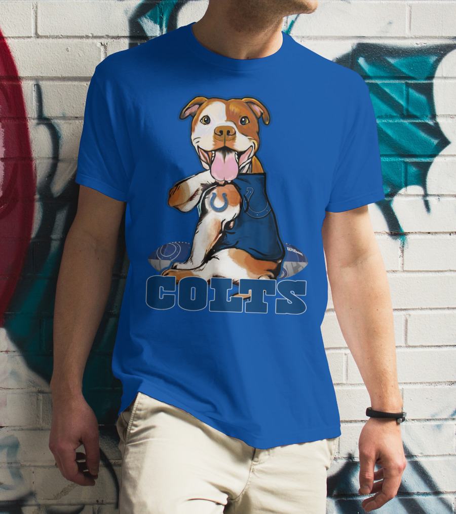 Colts Pittbull Indianapolis Colts Football Fan Dog T-Shirt