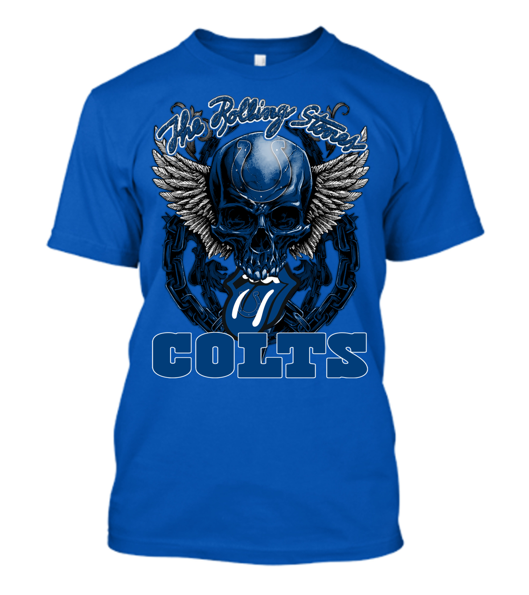 The Rolling Stones Colts Logo Skull Winged Chain T-Shirt