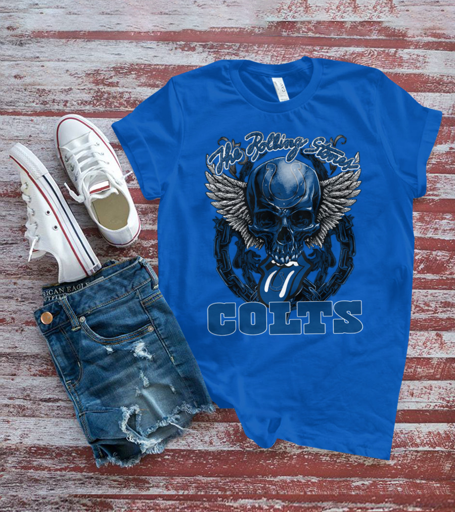 The Rolling Stones Colts Logo Skull Winged Chain T-Shirt