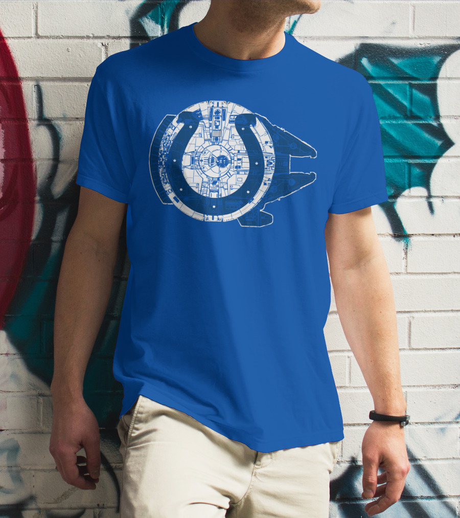 Indianapolis Colts 55 Millennium Falcon Blueprint T-Shirt