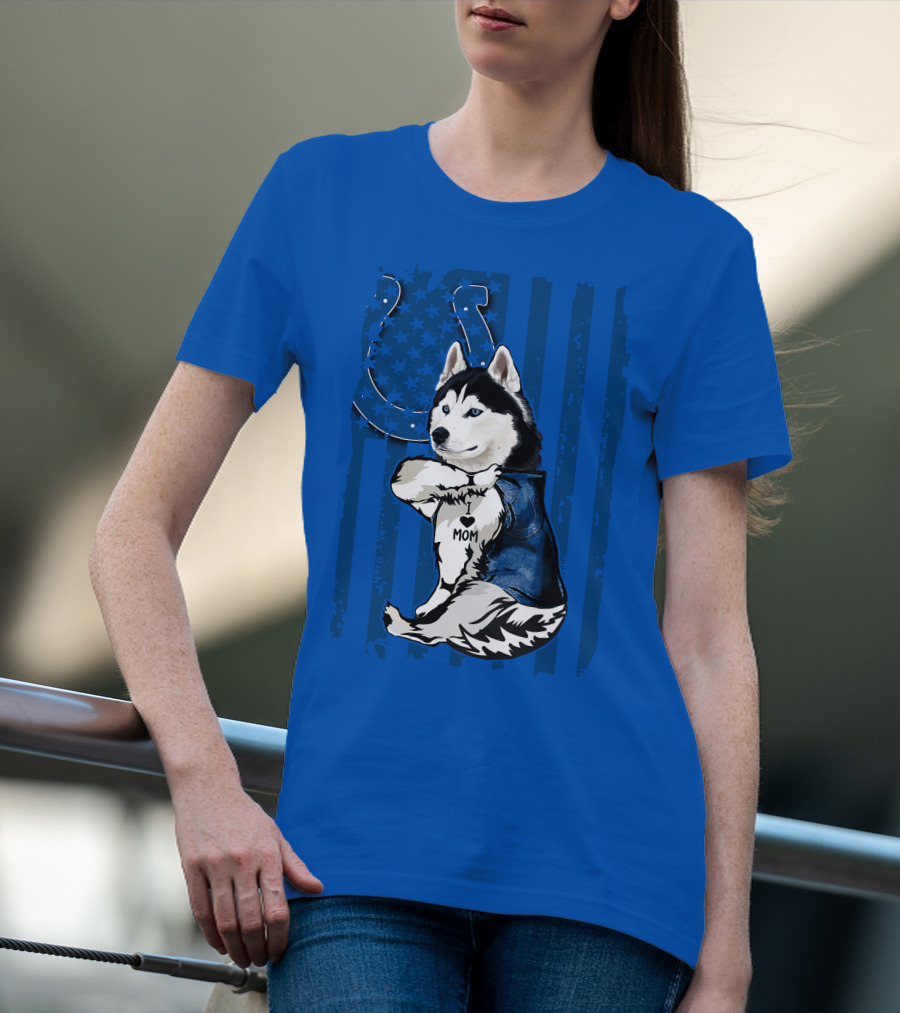 Siberian Husky Mom Indianapolis Colts Blue Iconic Fan Loyalty T-Shirt