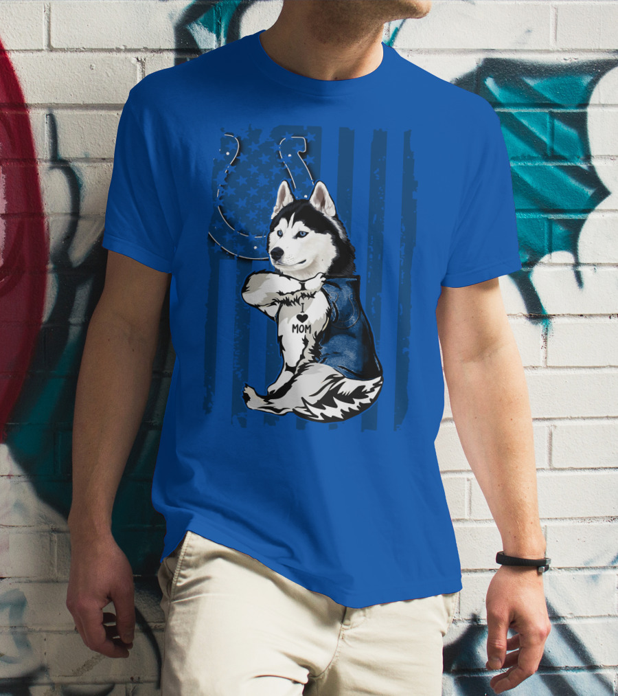 Siberian Husky Mom Indianapolis Colts Blue Iconic Fan Loyalty T-Shirt