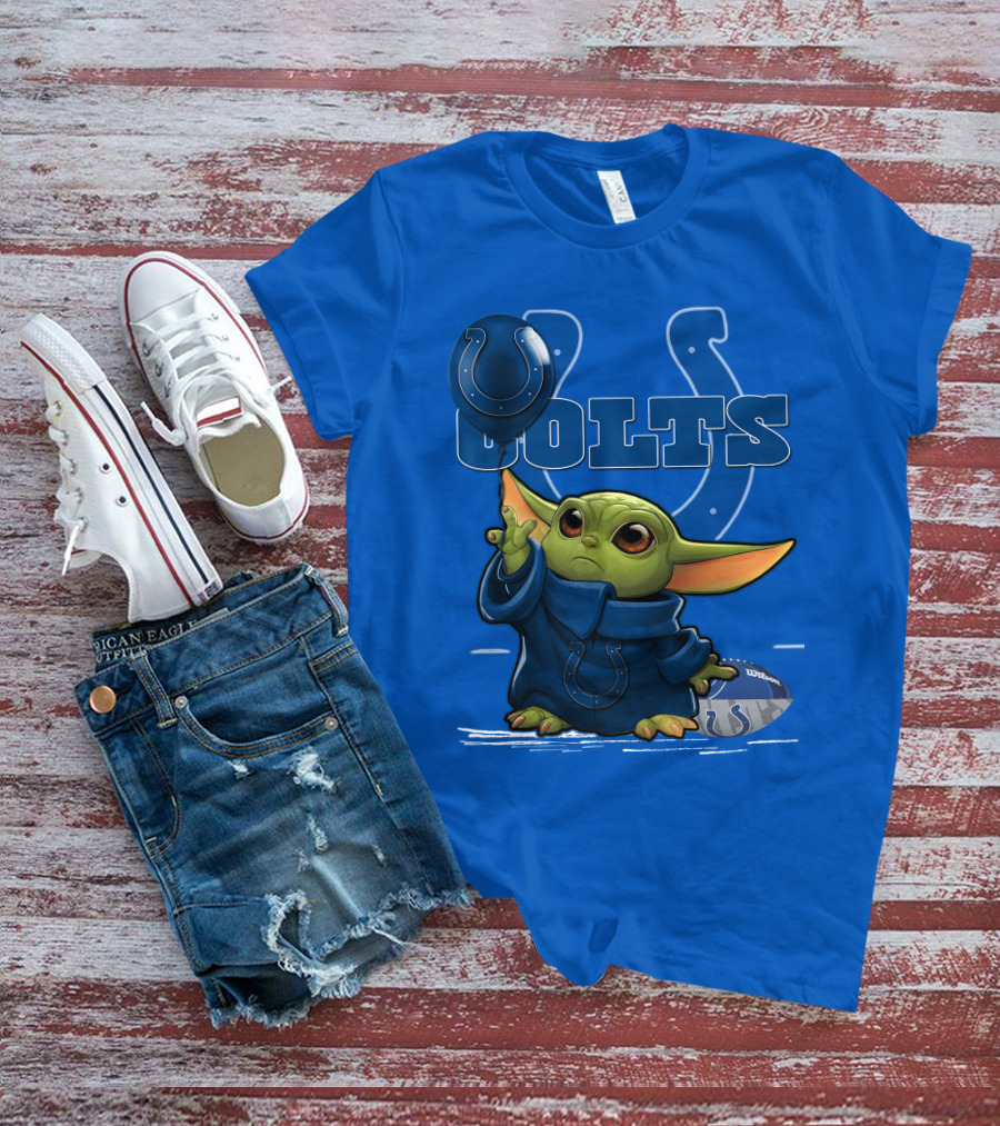 Colts Yoda Holding Horseshoe Balloon And Football T-Shirt