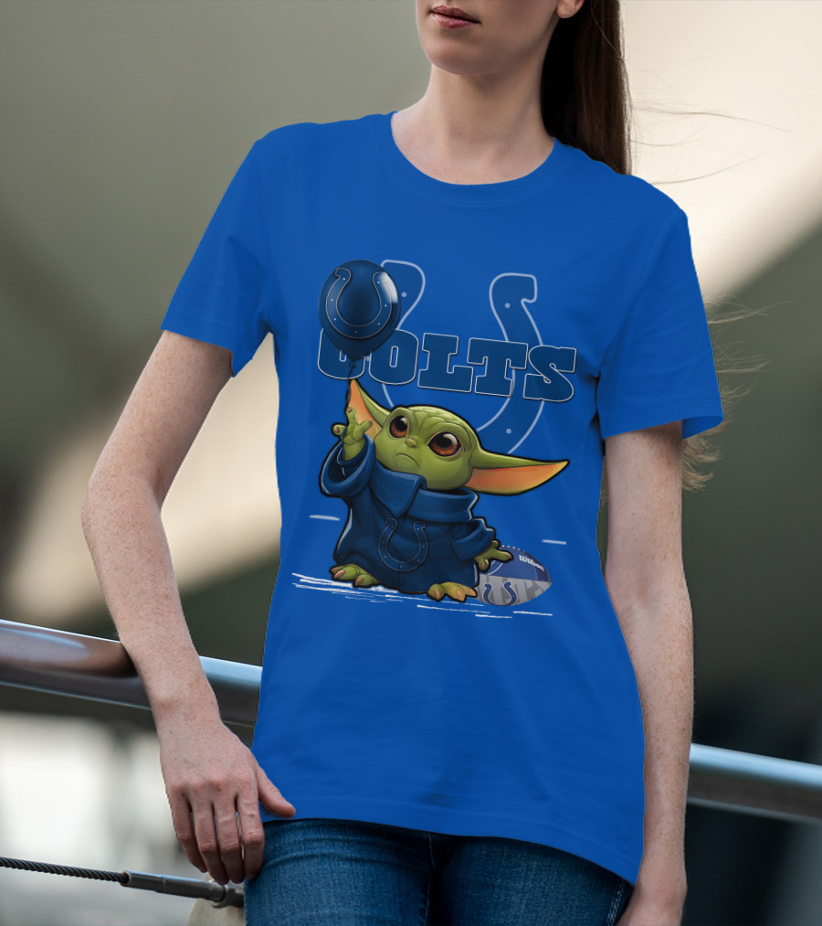 Colts Yoda Holding Horseshoe Balloon And Football T-Shirt