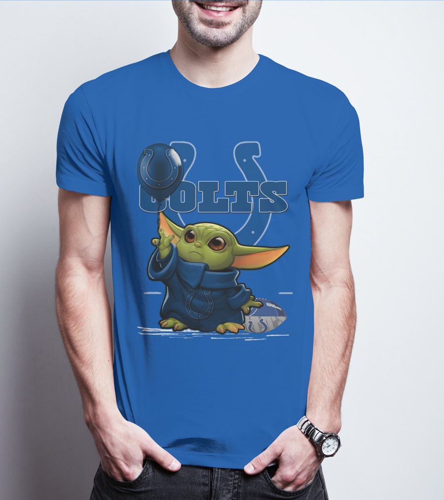 Colts Yoda Holding Horseshoe Balloon And Football T-Shirt