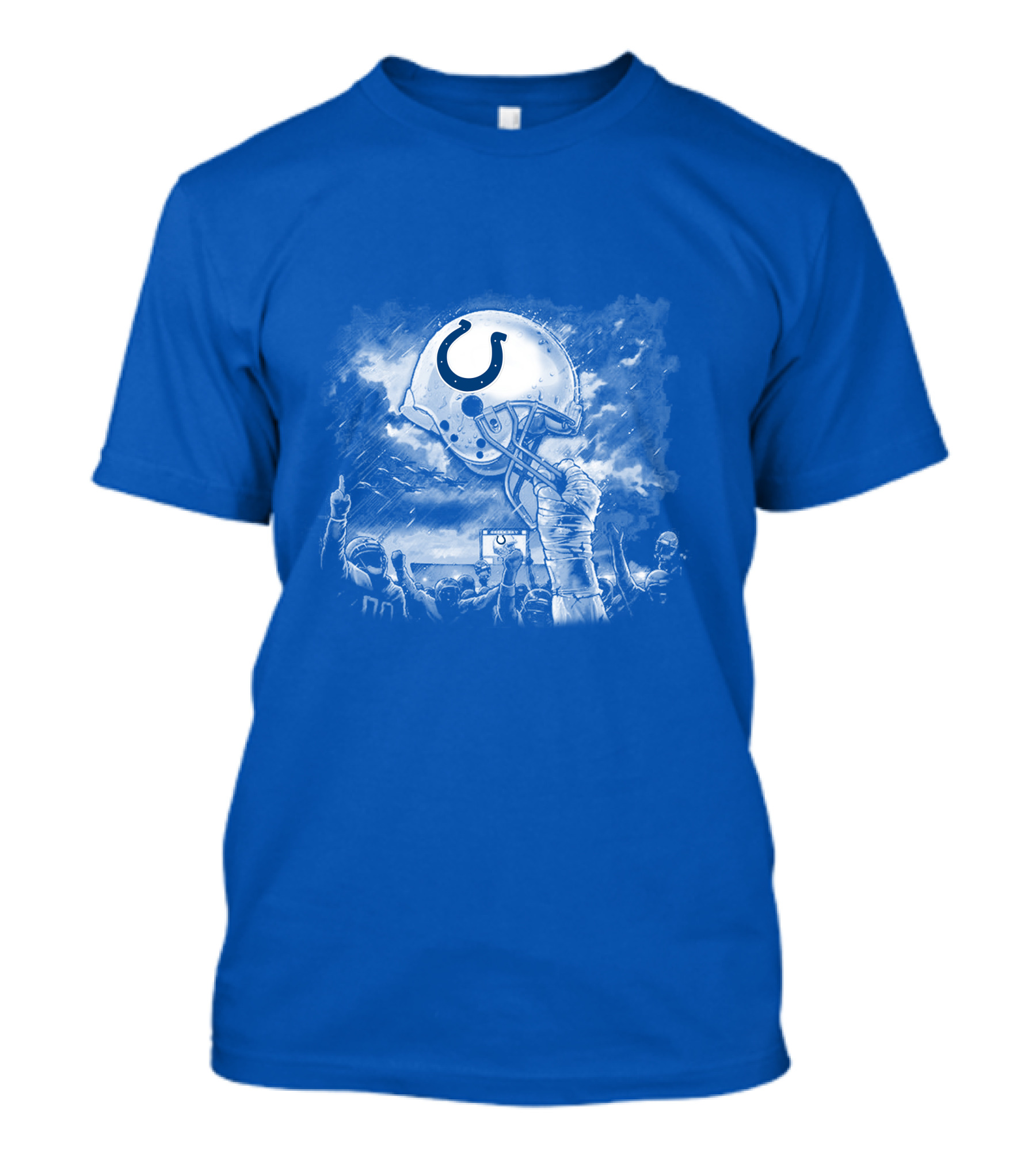 Indianapolis Colts Football Helmet In Victory Celebration Imagery T-Shirt