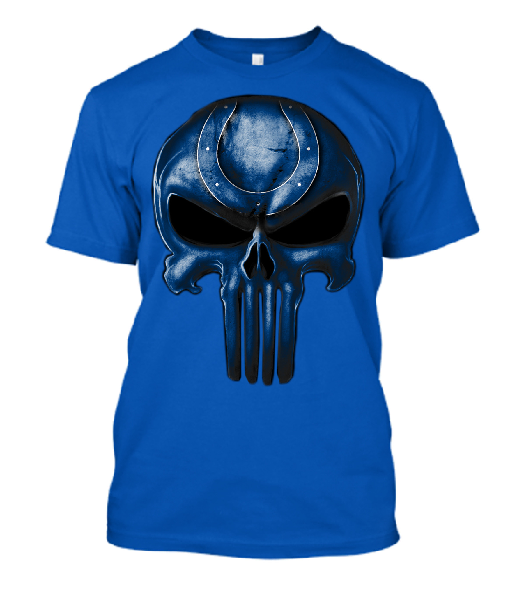Skull Indianapolis Colts Blue Horseshoe T-Shirt