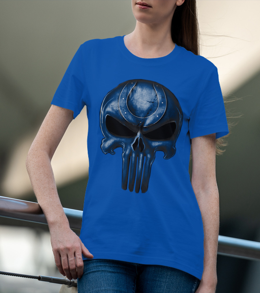 Skull Indianapolis Colts Blue Horseshoe T-Shirt