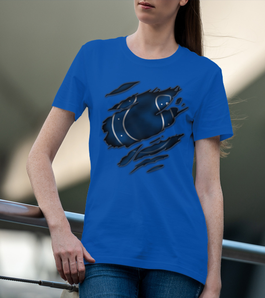 Indianapolis Colts Blue Horseshoe Logo Tear T-Shirt