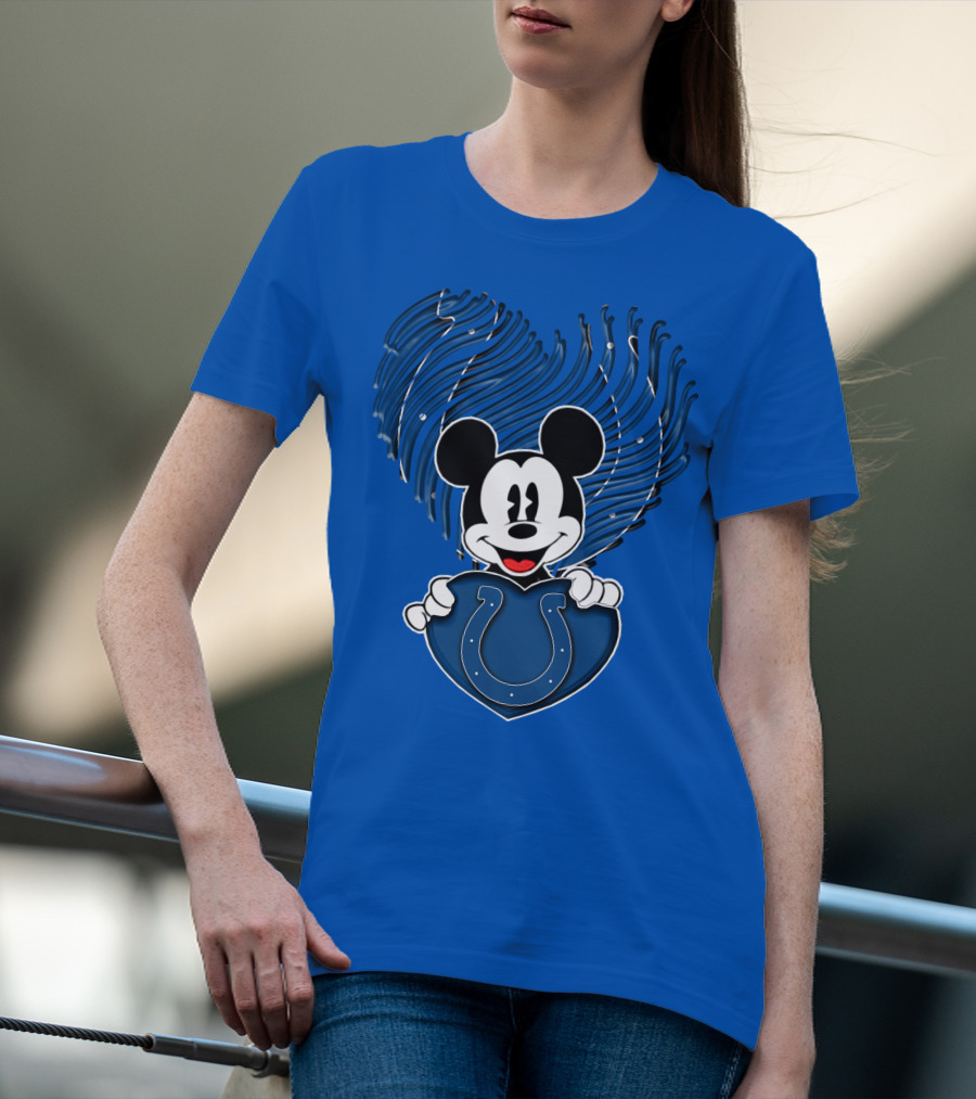 Mick Mickey Heart Indianapolis Colts Iconic Blue Fan T-Shirt