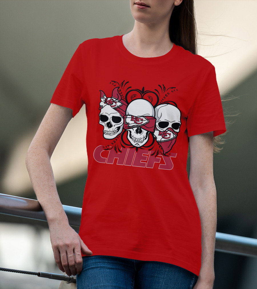 Kansas City Chiefs 3 Skull Bandanas T-Shirt