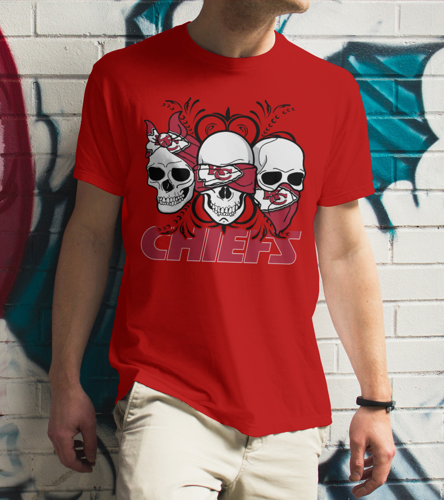 Kansas City Chiefs 3 Skull Bandanas T-Shirt