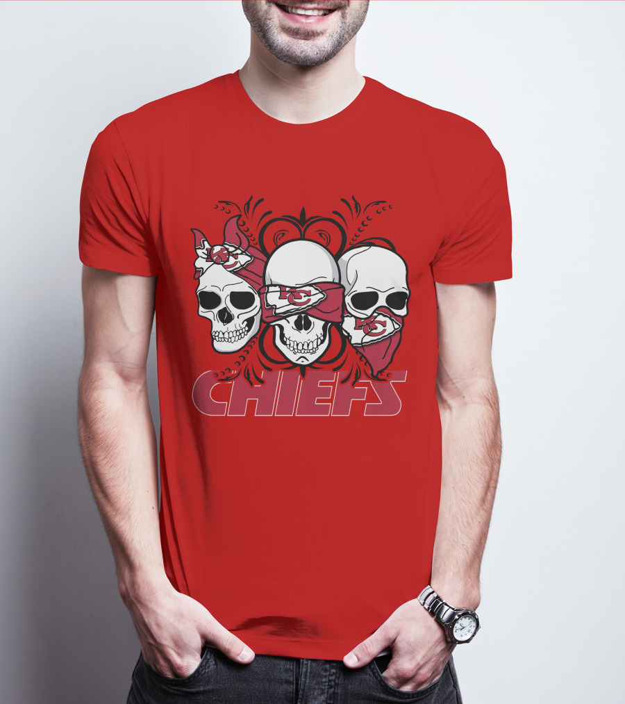 Kansas City Chiefs 3 Skull Bandanas T-Shirt