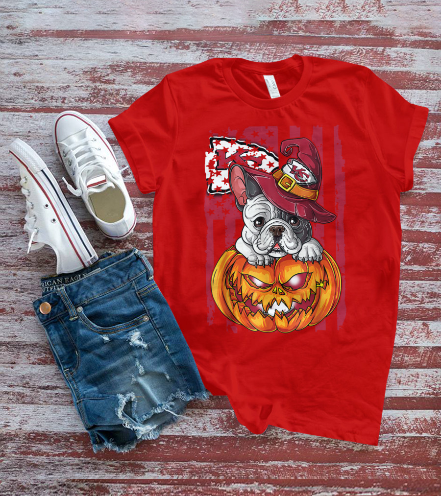 Hlw Bulldog Halloween Kansas City Chiefs Pumpkin T-Shirt
