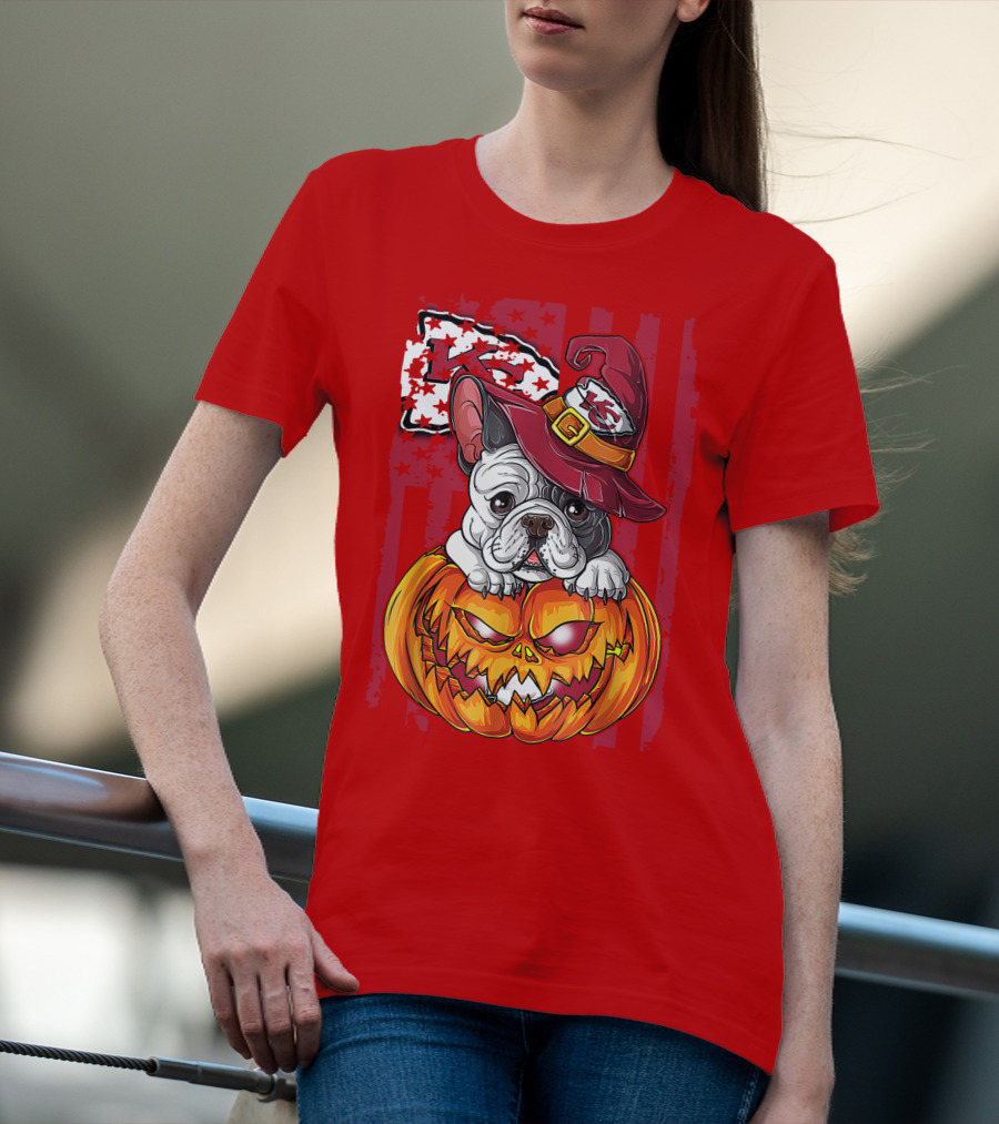 Hlw Bulldog Halloween Kansas City Chiefs Pumpkin T-Shirt