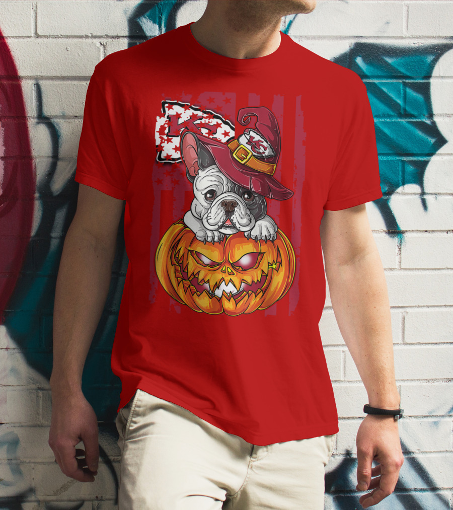 Hlw Bulldog Halloween Kansas City Chiefs Pumpkin T-Shirt