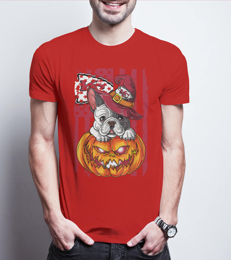 Hlw Bulldog Halloween Kansas City Chiefs Pumpkin T-Shirt