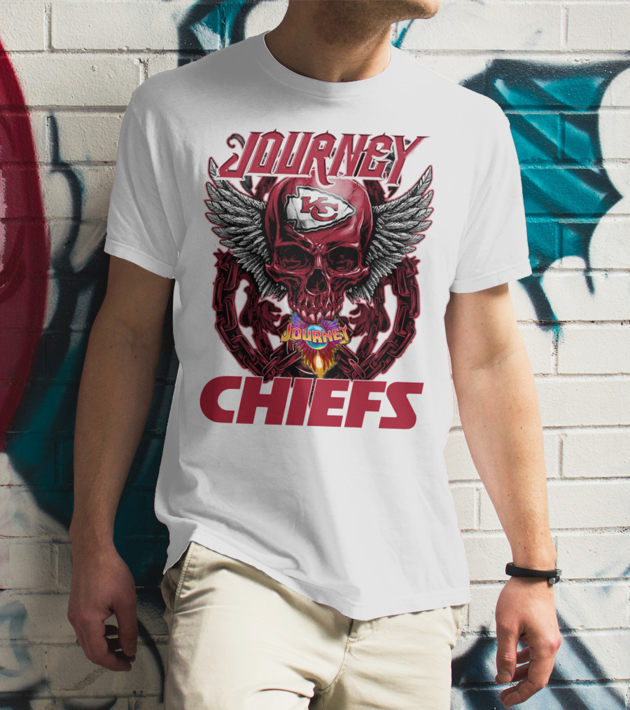 Journey Chiefs Kansas City KC Skull Wings Flame Chains T-Shirt