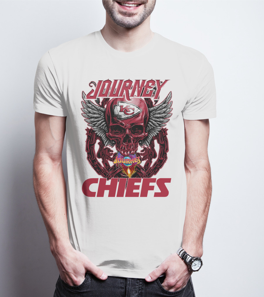 Journey Chiefs Kansas City KC Skull Wings Flame Chains T-Shirt