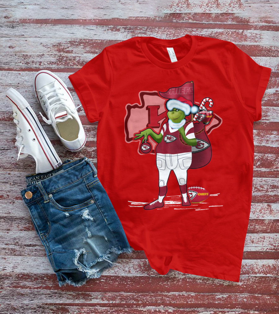 Grinchxmas Kansas City Chiefs Holiday Football Theme T-Shirt